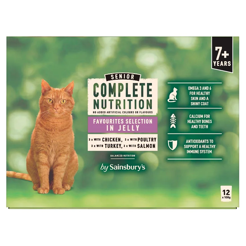 Sainsbury's Complete Nutrition 7+ Senior Cat Food Meat & Fish Selection in Jelly 12x100g