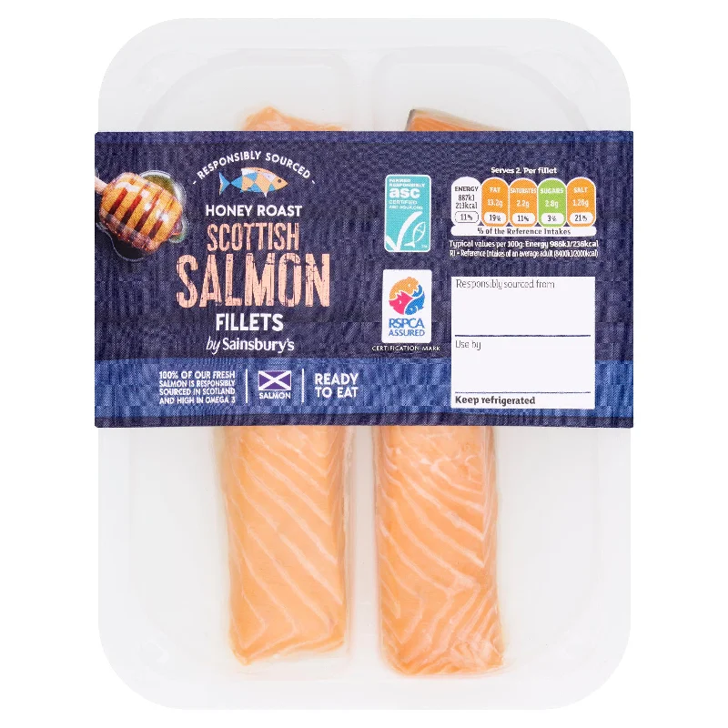 - Teething and chewing toys for puppiesSainsbury's Honey Roast ASC Scottish Salmon Portions x2 180g (Ready to eat)