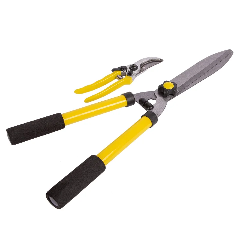 - Air box TSA certified check-in2pc Yellow Carbon Steel Hedge Shears & Secateurs Set - By Green Blade