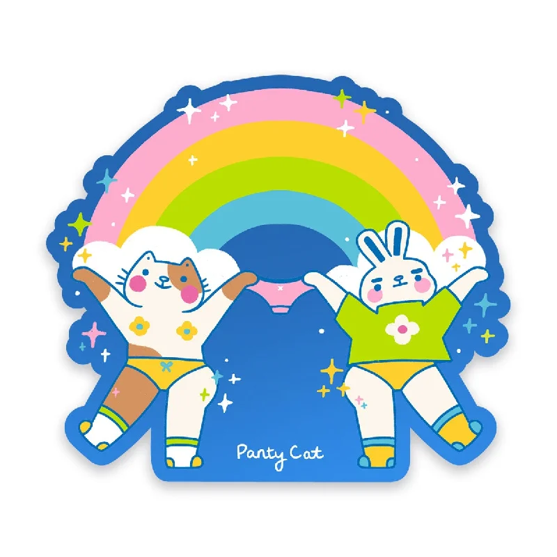 - Rabbit grass rack to prevent waste food boxRainbow Besties Panty Cat Vinyl Sticker