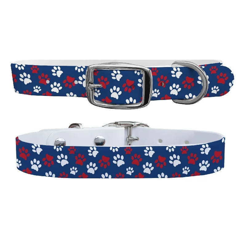 ---Pawtriot Navy Dog Collar With Silver Buckle