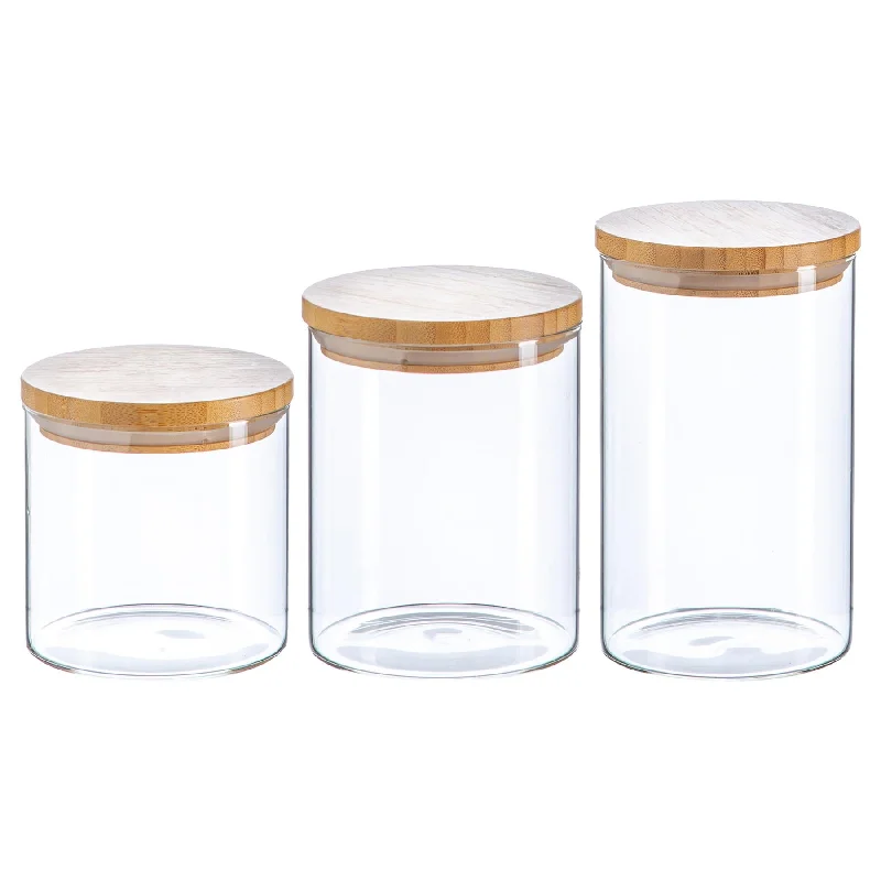 - Deodorizing cat litter tofu litter3pc Scandi Storage Jar Set with Wooden Lids - By Argon Tableware