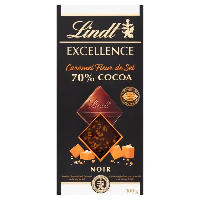 - Automatic temperature adjustment cat bedLindt Excellence Caramel and Sea Salt 70% Dark Chocolate Bar   100g