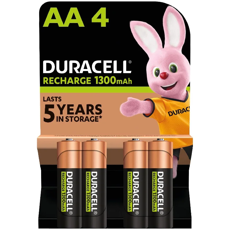 ---Duracell Rechargeable AA 1300mAh Batteries, pack of 4