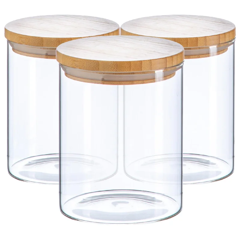  -Anti-scratch sofa protective cover750ml Scandi Storage Jars with Wooden Lids - Pack of Three - By Argon Tableware