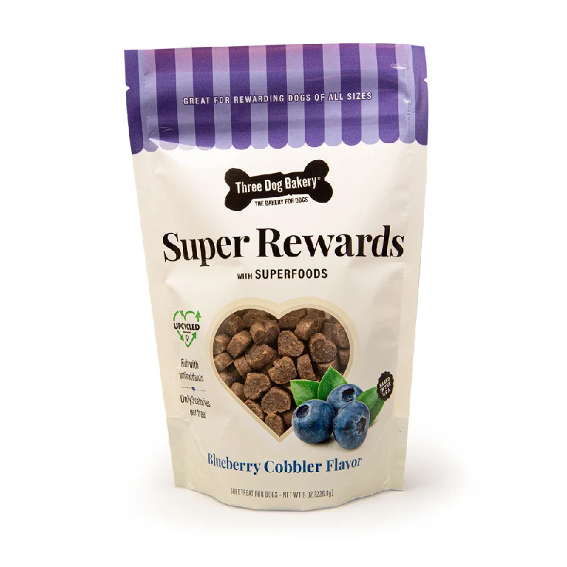 - Organic cotton dog bibsThree Dog Bakery Super Rewards Blueberry Cobbler