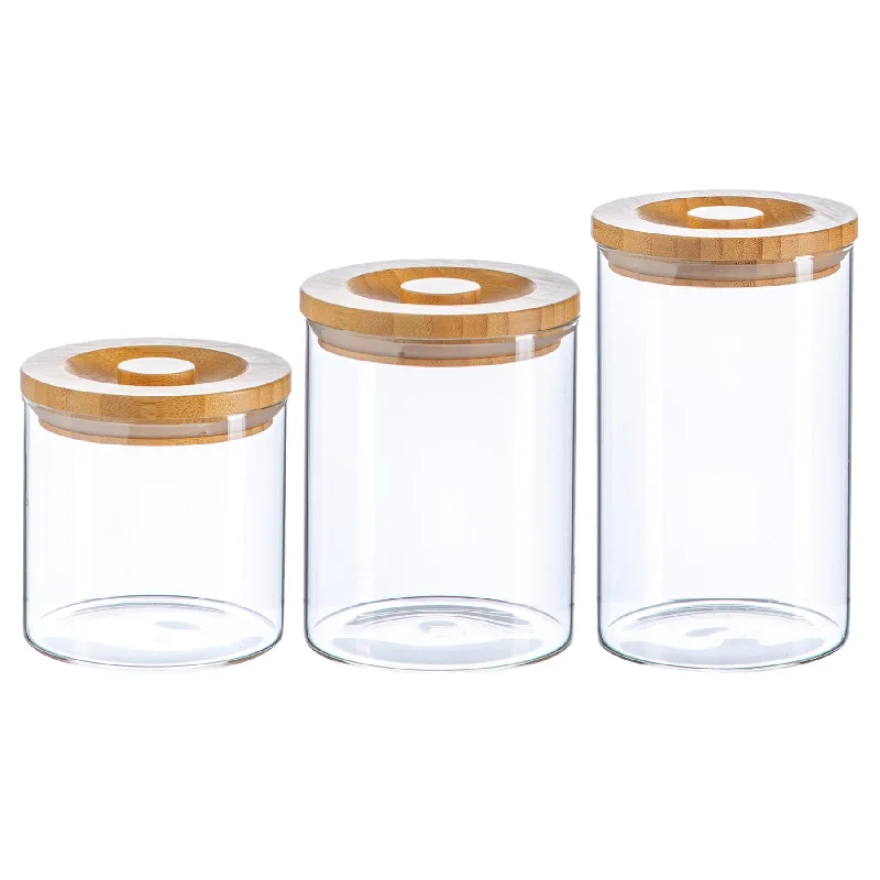 - Pregnant cat delivery room warming box3pc Scandi Storage Jar Set with Carved Wooden Lids - By Argon Tableware