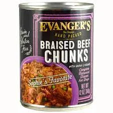    - Cat food for picky eaters  - Food for sterilized dogsEvanger's Grain-Free Hand Packed Braised Beef Chunks w/ Gravy Canned Dog Food