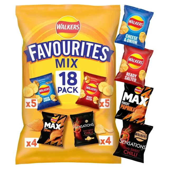 ---Walkers Favourites Mix Multipack Snacks Crisps   18 per pack