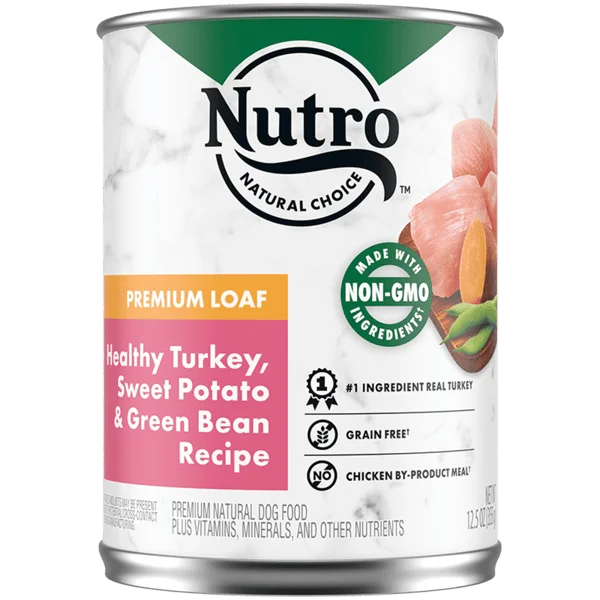 - Organic cotton dog bibsNutro Premium Loaf Healthy Turkey, Sweet Potato & Green Bean Recipe Canned Dog Food