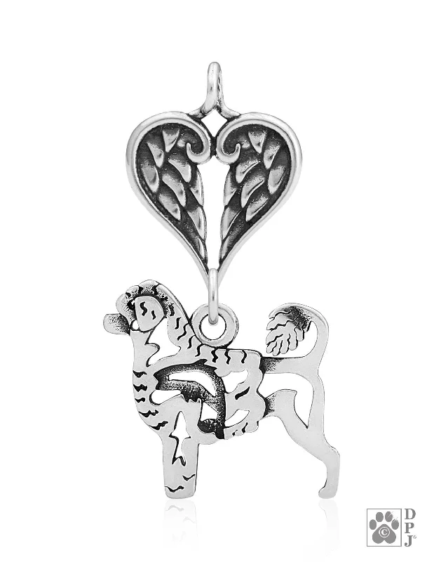 - Parrot climbing and standing wooden framePortuguese Water Dog, Lion Cut, Body, with Engravable Healing Angels Pendant