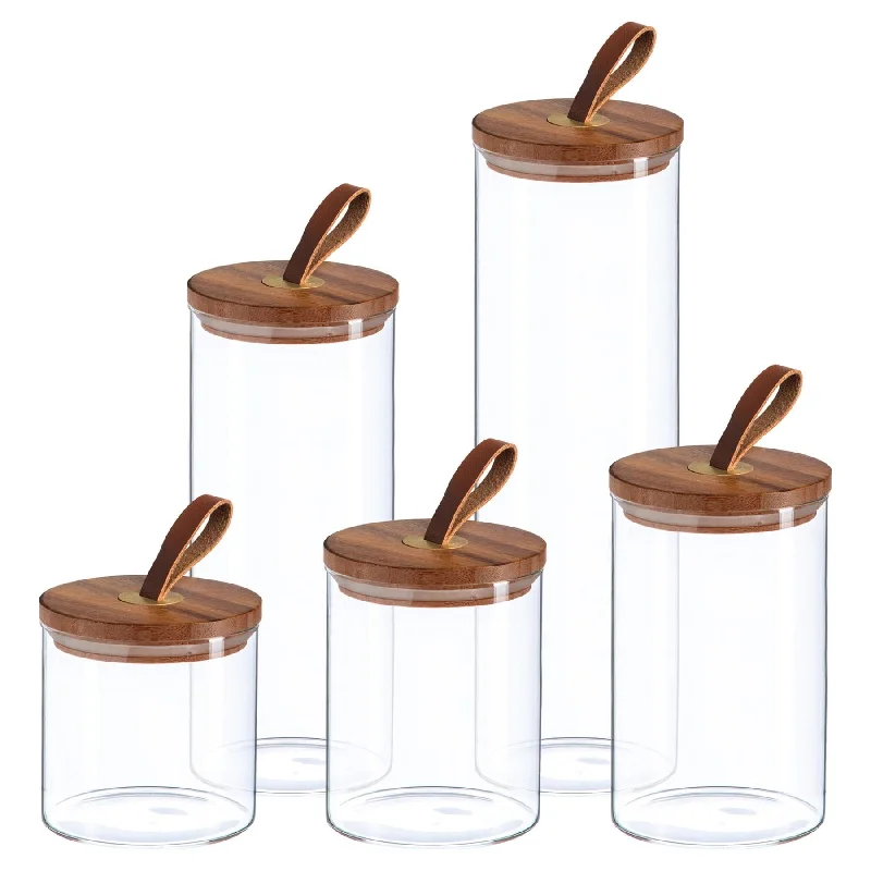 - Pet diabetes prescription food5pc Scandi Storage Jar Set with Leather Loop Lids - By Argon Tableware