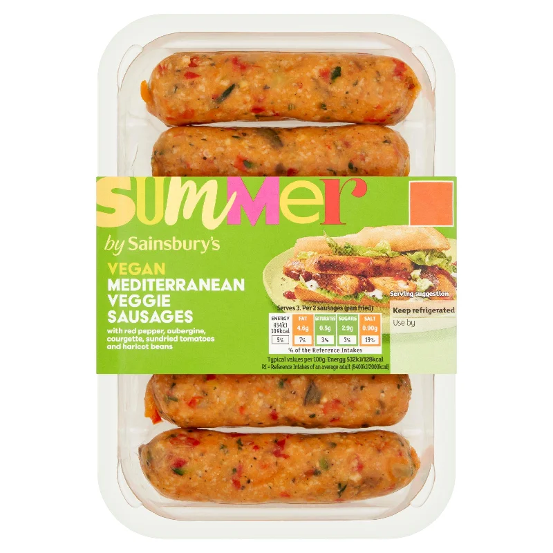 ---Sainsbury's Summer Vegan Mediterranean Veggie Sausages 280g