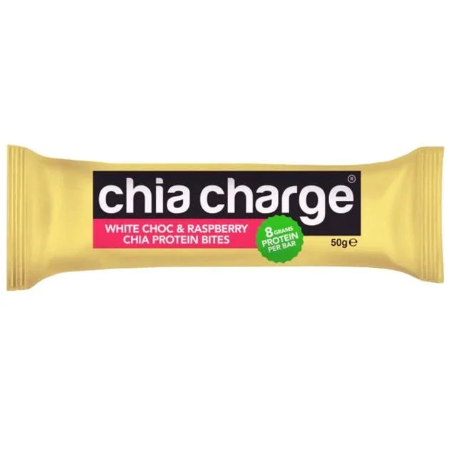 - Air box TSA certified check-inChia Charge Protein Bite White Choc & Raspberry   50g