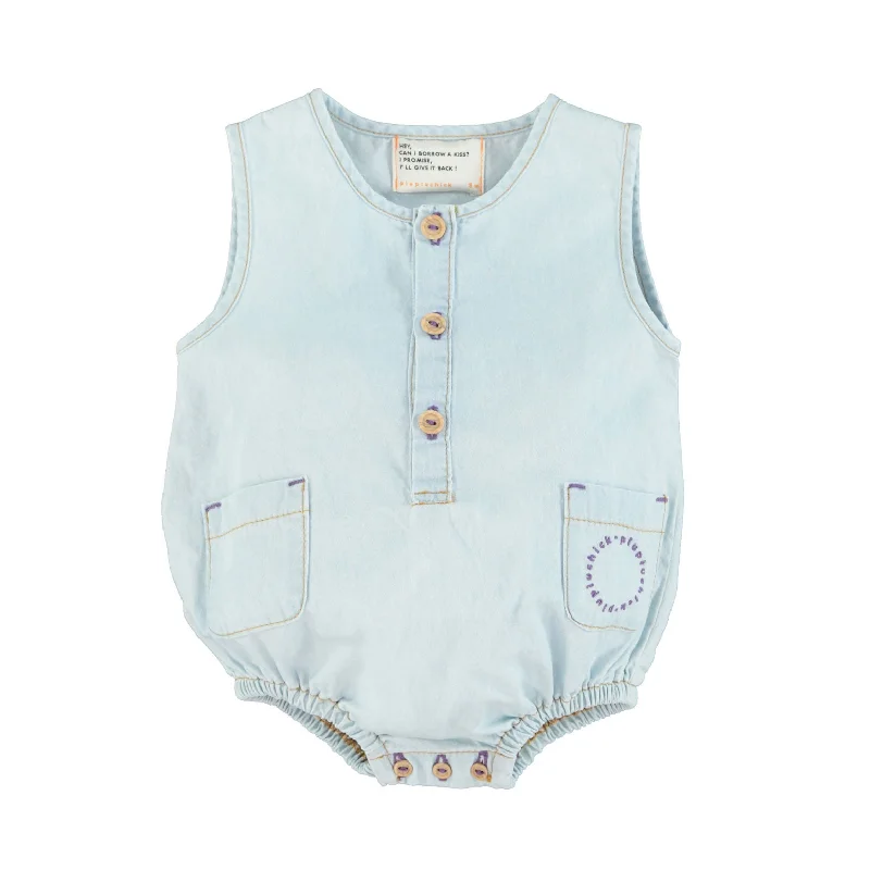 - Natural latex pet mattressPiupiuchick Light Blue Chambray Sleeveless Romper